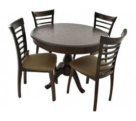 Обеденная группа (Стол Фабрицио-1 D100 и 4 стула Бурбон), орех темный | Интернет магазин мебели и декора LifeDekor