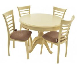 Обеденная группа (Стол Фабрицио-1 D100 и 4 стула Бурбон), слоновая кость | Интернет магазин мебели и декора LifeDekor