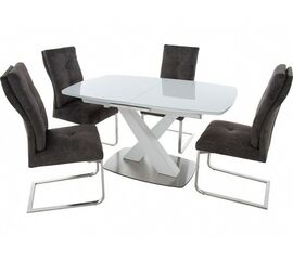 Обеденная группа (Стол Орлеан стекло и 4 стула Модерн), белый | Интернет магазин мебели и декора LifeDekor