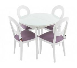 Обеденная группа (Стол Ривьера круг и 4 стула Коломбо-2), белый | Интернет магазин мебели и декора LifeDekor