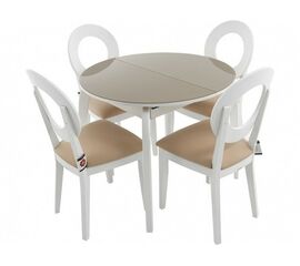 Обеденная группа (Стол Ривьера круг и 4 стула Коломбо-2), молочный | Интернет магазин мебели и декора LifeDekor