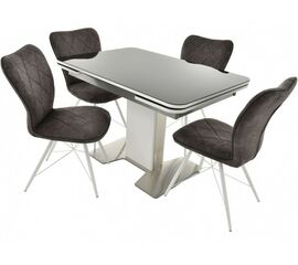 Обеденная группа (Стол Тайбэй и 4 стула Риоха), стекло черный | Интернет магазин мебели и декора LifeDekor