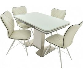 Обеденная группа (Стол Тайбэй OPTI и 4 стула Риоха), цвет белый | Интернет магазин мебели и декора LifeDekor