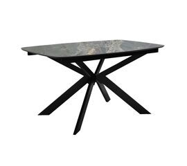 Стол DikLine BK140 керамика Nebula Gold (мрамор глянец серый), подстолье черное, опоры черные | Интернет магазин мебели и декора LifeDekor