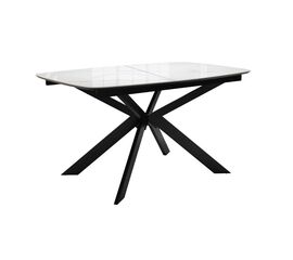 Стол DikLine BK140 керамика Carrara Gloss (мрамор глянец белый), подстолье черное, опоры черные | Интернет магазин мебели и декора LifeDekor