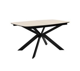 Стол DikLine BK140 керамика Krater Perla (бежевый матовый), подстолье черное, опоры черные | Интернет магазин мебели и декора LifeDekor