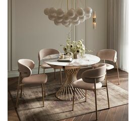 Стол круглый раскладной Лава (120+30+30), керамика глянцевая Top Pandora / опора золото | Интернет магазин мебели и декора LifeDekor