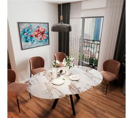 Стол круглый раскладной Орион (120+30+30), керамика глянцевая Pandora | Интернет магазин мебели и декора LifeDekor