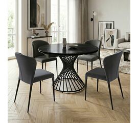 Стол круглый раскладной Лава (120+30+30), керамика матовая Black Gold | Интернет магазин мебели и декора LifeDekor