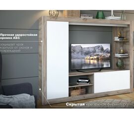 Стенка «Рона», Дуб Крафт серый/белый | Интернет магазин мебели и декора LifeDekor