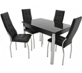 Обеденная группа (Стол Гамбург стекло и 4 стула Чинзано), коричневый | Интернет магазин мебели и декора LifeDekor