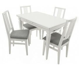 Обеденная группа (Стол Греция и 4 стула Никас), эмаль белая | Интернет магазин мебели и декора LifeDekor