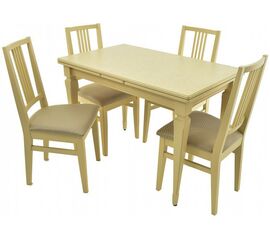 Обеденная группа (Стол Греция и 4 стула Никас), слоновая кость | Интернет магазин мебели и декора LifeDekor