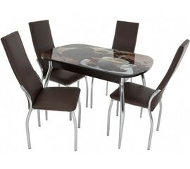 Обеденная группа (Стол Ривьера СВ фотопечать Кофе 22 и 4 стула Асти), коричневый | Интернет магазин мебели и декора LifeDekor