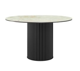 Стол DikLine AKRR120 Керамика глянец Ostra Bianco (мрамор глянец белый)/подстолье черное/опоры черные (2 уп.) | Интернет магазин мебели и декора LifeDekor