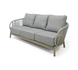 "Прато" диван трехместный из искусственного ротанга, цвет светло-серый, каркас под дерево (холодно-бежевый) | Интернет магазин мебели и декора LifeDekor