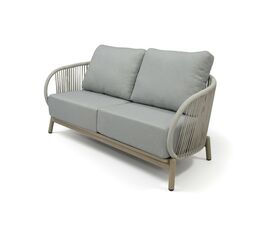 "Прато" диван двухместный из искусственного ротанга, цвет светло-серый, каркас под дерево (холодно-бежевый) | Интернет магазин мебели и декора LifeDekor