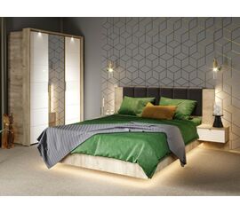 Спальня «Джулия» 3 дв шк, Крафт серый/белый глянец | Интернет магазин мебели и декора LifeDekor