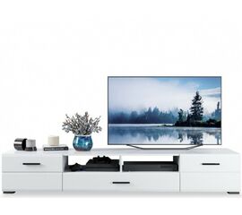 Тумба ТВ «Йорк» 2д1ящ, Белый/белый глянец | Интернет магазин мебели и декора LifeDekor