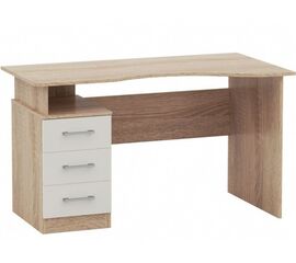 Стол «Гарвард» эргономик 130 3ящ ПР, Дуб сонома/Белый | Интернет магазин мебели и декора LifeDekor
