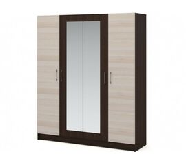 Шкаф «Алена» 4дв с зеркалом, Венге/Дуб молочный | Интернет магазин мебели и декора LifeDekor