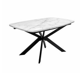 Стол DikLine B140 Мрамор Кристал белый/опоры черные | Интернет магазин мебели и декора LifeDekor