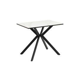 Стол Мармер мини нераскладной 90х60х75 см, столешница SNOW WHITE, подстолье металл черный | Интернет магазин мебели и декора LifeDekor
