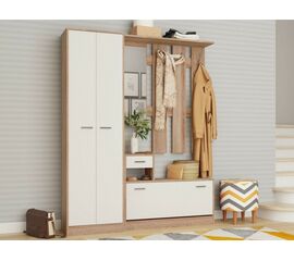 Прихожая «Интер» со шкафом, Дуб сонома/белый | Интернет магазин мебели и декора LifeDekor