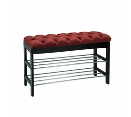 Банкетка "Грейс"  (Венге/ткань Бордовая , каретная стяжка) Ls | Интернет магазин мебели и декора LifeDekor