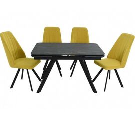 Обеденная группа AROOMA (стол Леон + 4 стула Сильвио Vivaldi 15), черный | Интернет магазин мебели и декора LifeDekor