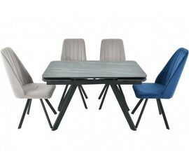 Обеденная группа AROOMA (стол Леон + 4 стула Сильвио Vivaldi), черный | Интернет магазин мебели и декора LifeDekor