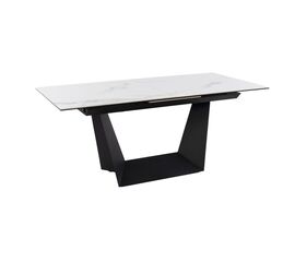 Стол обеденный раскладной T7055 Bruno (1800-2250x900x760) Ceramic (серая глянцевая керамика/черный матовый) | Интернет магазин мебели и декора LifeDekor