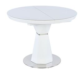 Стол обеденный раскладной T7067 Neo (1000-1300x1000x760) Ceramic (глянцевый мрамор керамика/белый глянцевый) | Интернет магазин мебели и декора LifeDekor