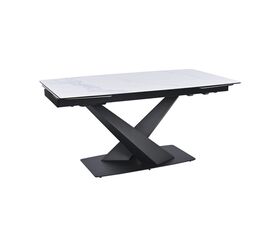 Обеденный раскладной стол T7451C Plazza (1600-2400x900x760) Carrara/Black | Интернет магазин мебели и декора LifeDekor