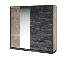 Шкаф «Стокгольм» 4дв, Дуб гранж песочный/Железный камень | Интернет магазин мебели и декора LifeDekor