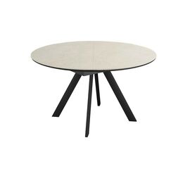 Стол DikLine SKC120 d1200 Керамика Krater Perla (бежевый матовый)/подстолье черное/опоры черные | Интернет магазин мебели и декора LifeDekor