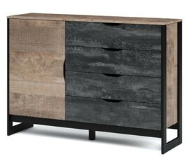 Комод «Стокгольм» 1д4ящ, Дуб гранж песочный/Железный камень | Интернет магазин мебели и декора LifeDekor