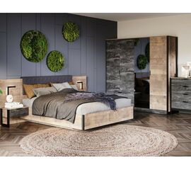 Спальня «Стокгольм» 4дв шк, Дуб гранж песочный/железный камень | Интернет магазин мебели и декора LifeDekor