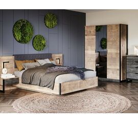 Спальня «Стокгольм» 3дв шк, Дуб гранж песочный/железный камень | Интернет магазин мебели и декора LifeDekor