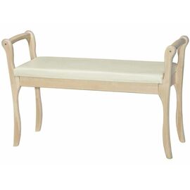 Скамья для прихожей с подлокотниками мягкая, экокожа крем, каркас лак | Интернет магазин мебели и декора LifeDekor