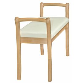 Скамья для прихожей с подлокотниками мягкая, экокожа крем, каркас бук | Интернет магазин мебели и декора LifeDekor