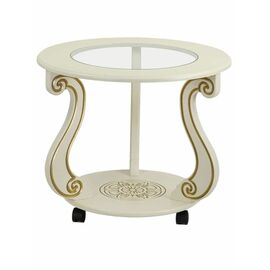 Стол журнальный Грация (С) на колесах слоновая кость/золото | Интернет магазин мебели и декора LifeDekor