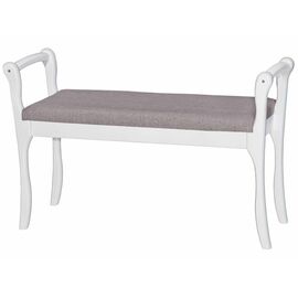 Скамья для прихожей с подлокотниками мягкая, ткань серо-розовый, каркас снег | Интернет магазин мебели и декора LifeDekor