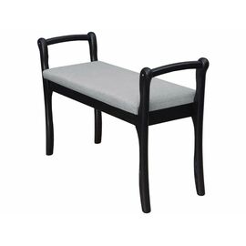 Скамья для прихожей с подлокотниками мягкая, ткань серый, каркас венге | Интернет магазин мебели и декора LifeDekor