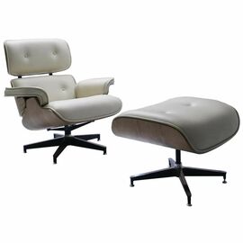 Кресло EAMES LOUNGE CHAIR и оттоманка EAMES LOUNGE CHAIR бежевые, Цвет: Бежевый | Интернет магазин мебели и декора LifeDekor