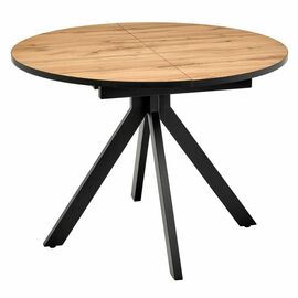 Стол Rudolf круглый раскладной 100-130x100x75см, Дуб Вотан, чёрный | Интернет магазин мебели и декора LifeDekor