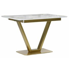 Стол стеклянный Бугун белый / золото | Интернет магазин мебели и декора LifeDekor