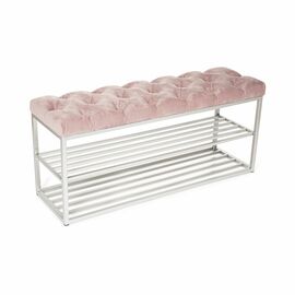 Обувница SHADO ТК36 черная с обивкой пыльная роза, Цвет обивки: Пыльная роза, Цвет каркаса: Серебро | Интернет магазин мебели и декора LifeDekor