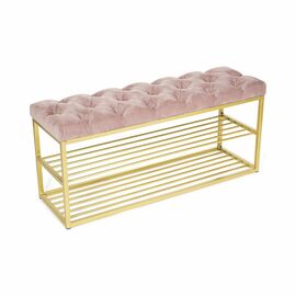 Обувница SHADO ТК36 черная с обивкой пыльная роза, Цвет обивки: Пыльная роза, Цвет каркаса: Золотой | Интернет магазин мебели и декора LifeDekor