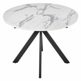 Стол Rudolf круглый раскладной 100-130x100x75см, белый мрамор, чёрный | Интернет магазин мебели и декора LifeDekor